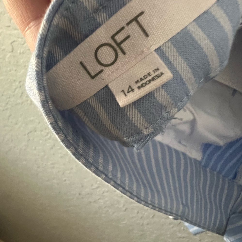 LOFT Light Blue Pinstripe Blouse
